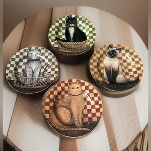 Sakura Oneida Country Kitties David Carter  Salad Plates In Box~ SET OF 4